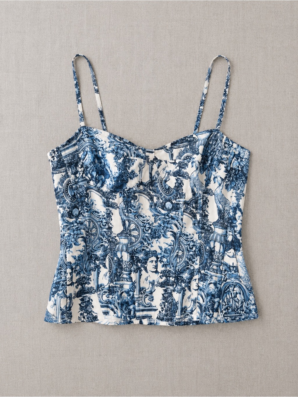 PrettyLittleThing Blue and White Toile Spaghetti Strap Cami